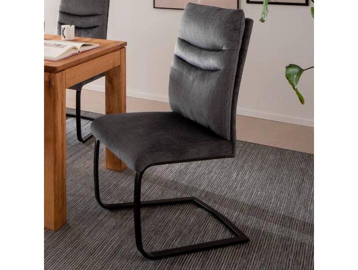 Swingstuhl Esszimmerstuhl in Anthrazit mit gepolsterter Rückenlehne (2er Set) von Pharao24.de