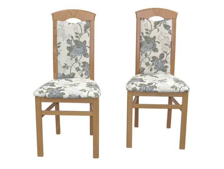 Polsterstuhl Set Esszimmer in Beige und Eichefarben hoher Lehne (2er Set) von Pharao24.de