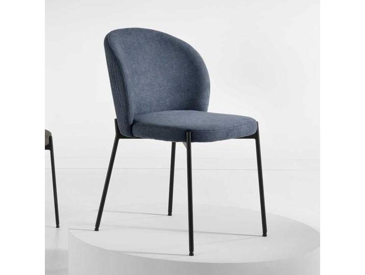 Polsterstuhl Set Esszimmer in Blaugrau Gestell aus Metall (4er Set) von Pharao24.de