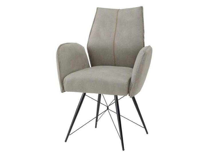 Polsterstuhl Wohnzimmerstuhl in Hellgrau mit Ziernaht (2er Set) von Pharao24.de