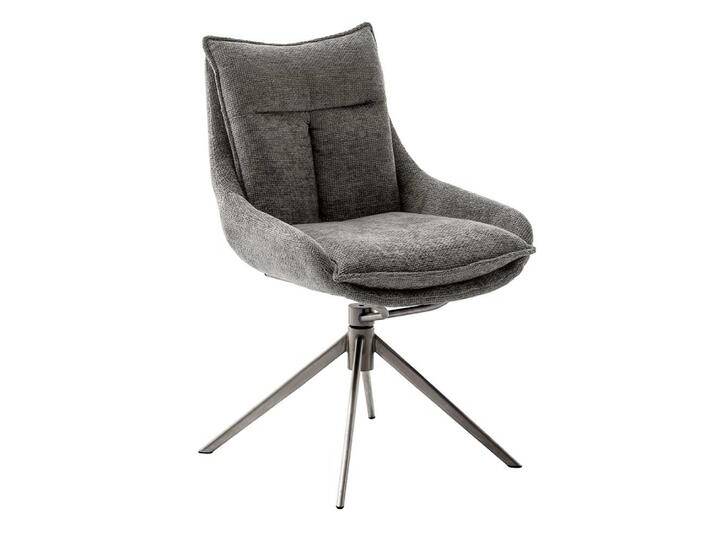 Polsterstuhl, Grau & Schwarz, 57x65x85 cm, Webstoff & Edelstahl, Drehbar, Modern von Pharao24.de