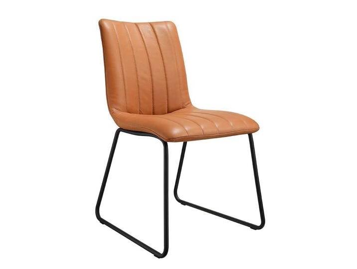Polsterstuhl in Cognac Braun und Schwarz Leder (2er Set) von Pharao24.de