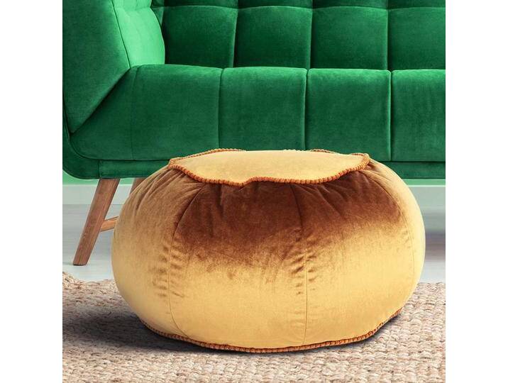 Pouf Hocker in Hellbraun Samt Boho Style Pouf Hocker in Hellbraun Samt Boho Style von Pharao24.de