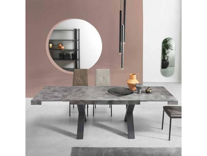 Premium Esszimmer Tisch in Beton Optik Grau zwei Einlegeplatten von Pharao24.de