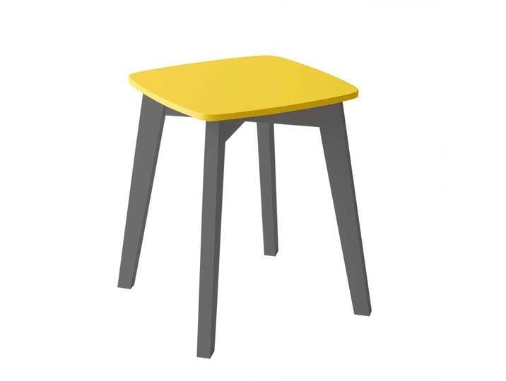 Quadratischer Sitzhocker in Anthrazit und Gelb Skandi Stil von Pharao24.de