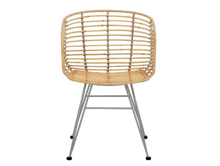 Rattan Esszimmerstühle in Beige und Silberfarben Armlehnen (2er Set) von Pharao24.de
