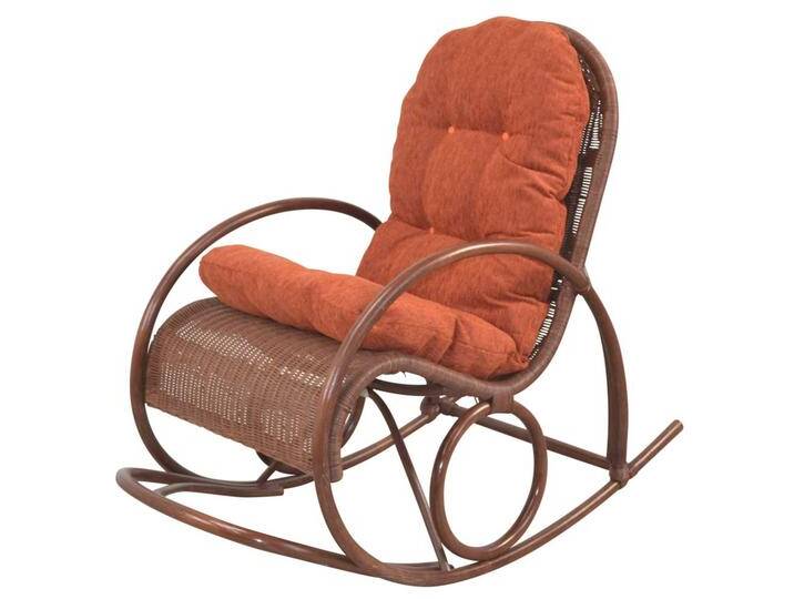Rattan Schaukelsessel im Landhausstil Braun und Terracotta von Pharao24.de