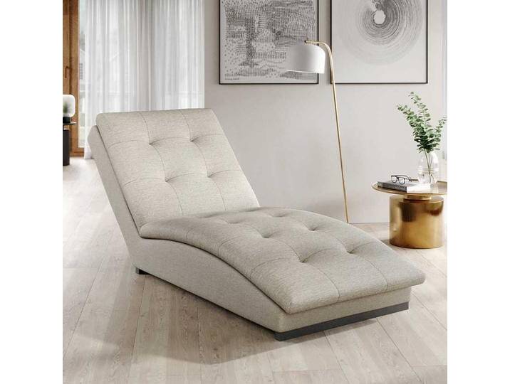 Relaxliege Loungeliege in Cremeweiß mit gepolsterter Rückenlehne von Pharao24.de