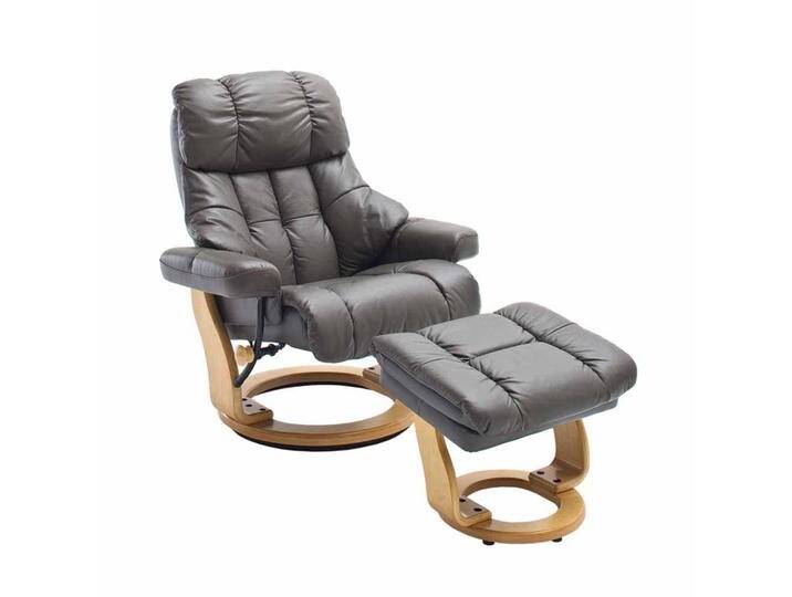 Relaxsessel in Schlamm Leder Hocker (zweiteilig) von Pharao24.de