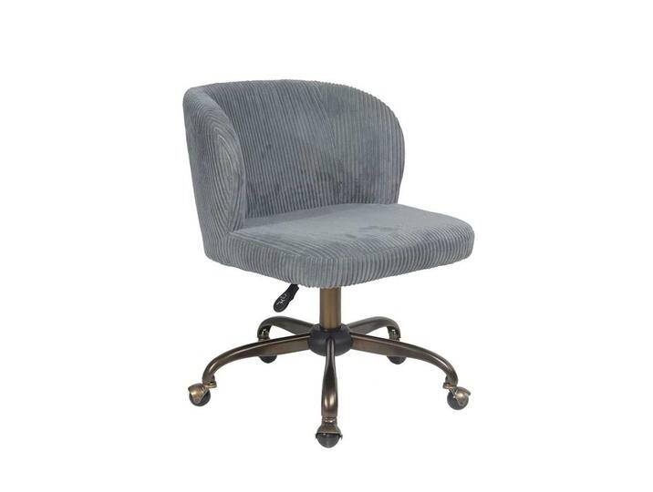 Retro Drehstuhl in Grau und Messingfarben Webstoff Retro Drehstuhl in Grau und Messingfarben Webstoff von Pharao24.de