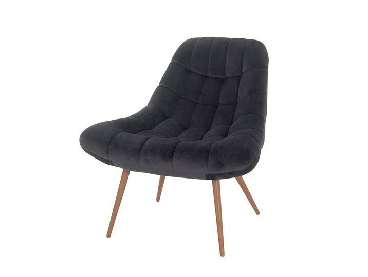 Retro Lounge Sessel in Dunkelgrau Samt 50 cm Sitzhöhe von Pharao24.de