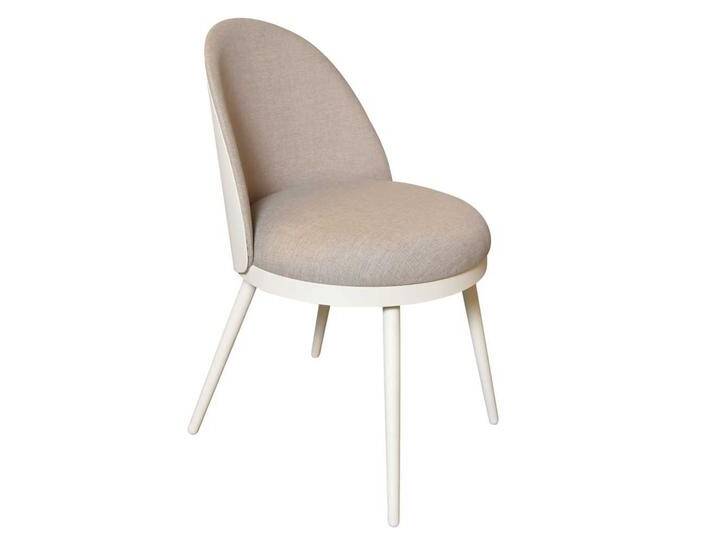 Retro Polsterstuhl in Weiß und Beige Metallgestell von Pharao24.de