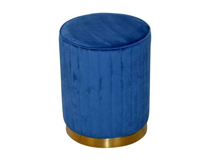 Retro Samt Sitzhocker in Blau und Goldfarben 35 cm breit von Pharao24.de