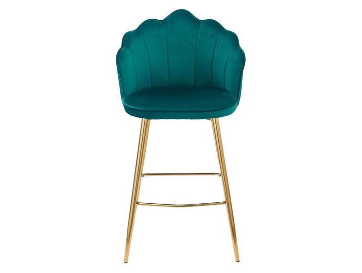 Retrostil Barstuehle Lehne in Muschelform Samtbezug Petrol (2er Set) von Pharao24.de