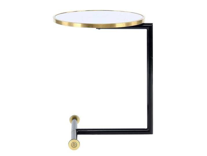 Rollbarer Glastisch in Weiß und Goldfarben rund von Pharao24.de