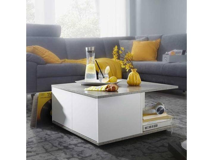 Rollen Couchtisch in Beton Grau und Weiß 70 cm breit von Pharao24.de