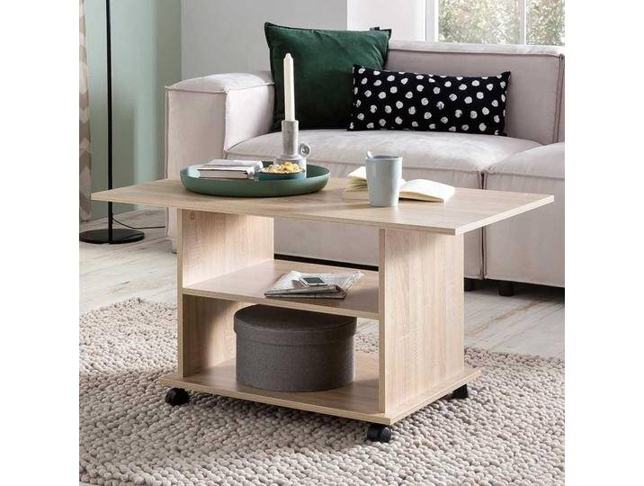 Rollen Couchtisch in Eiche Sonoma 95 cm breit von Pharao24.de