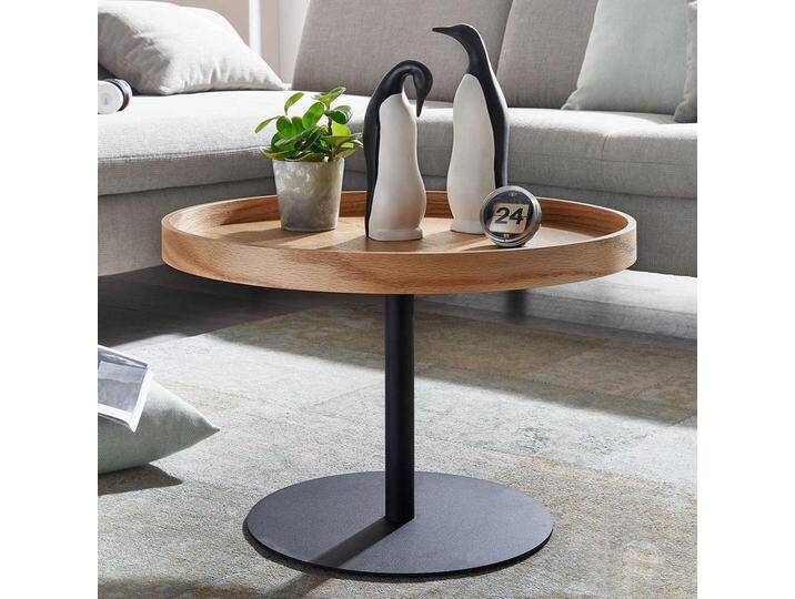 Runder Beistelltisch in Eichefarben und Schwarz Skandi Design Runder Beistelltisch in Eichefarben und Schwarz Skandi Design von Pharao24.de