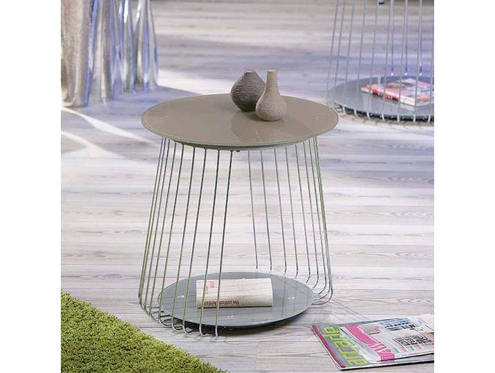 Runder Couchtisch in Taupe Glas satiniert von Pharao24.de