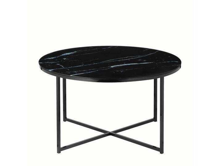 Runder Couchtisch mit Glasplatte Marmoroptik Retrostil von Pharao24.de