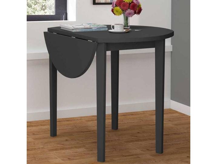 Runder Esstisch in Schwarz klappbarer Tischplatte Runder Esstisch in Schwarz klappbarer Tischplatte von Pharao24.de