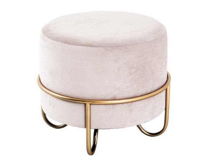 Runder Samt Hocker in Cremefarben Metall Vierfußgestell in Goldfarben Runder Samt Hocker in Cremefarben Metall Vierfußgestell in Goldfarben von Pharao24.de