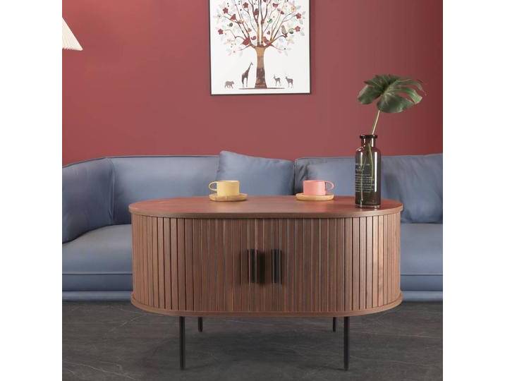 Salontisch Couchtisch in ovaler Form mit zwei Türen von Pharao24.de