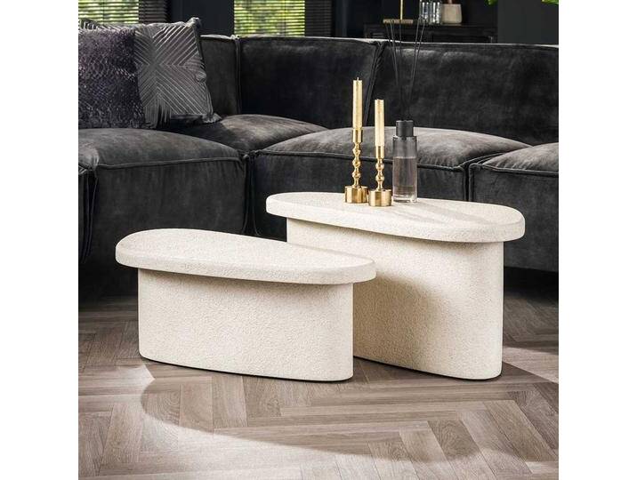 Salontisch Set in Cremefarben modernes Design (zweiteilig) von Pharao24.de