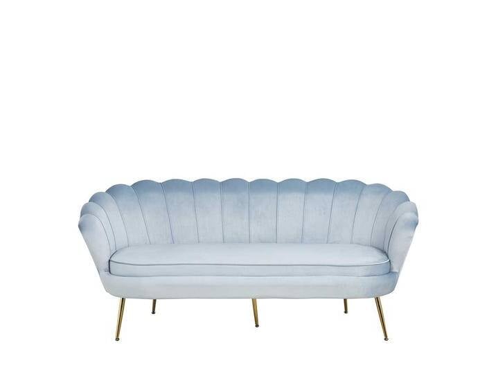 Samt Dreisitzer Sofa in Hellgrau und Gold in Muschelform Samt Dreisitzer Sofa in Hellgrau und Gold in Muschelform von Pharao24.de