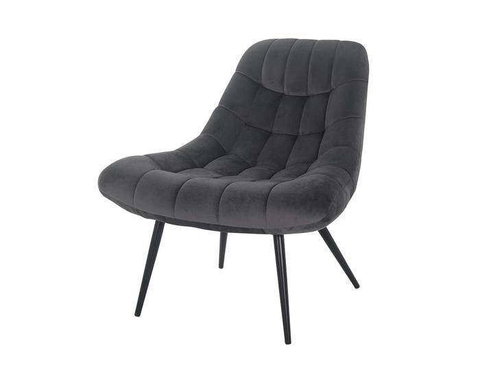 Samt Lounge Sessel in Dunkelgrau Retro Design von Pharao24.de