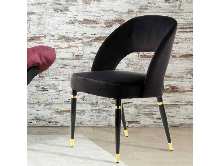 Samt Polsterstühle in Schwarz modern (2er Set) von Pharao24.de
