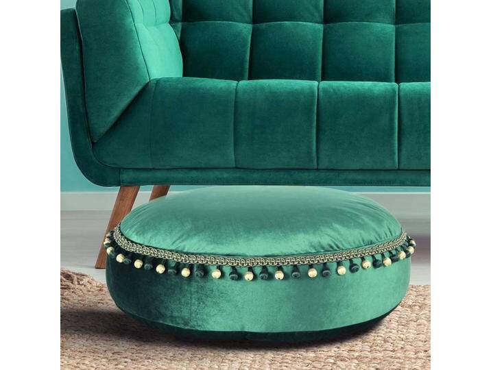 Samt Pouf in Grün Boho Style von Pharao24.de