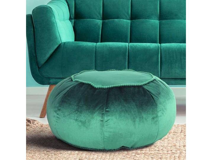 Samt Sitzpouf in Grün Boho Style Samt Sitzpouf in Grün Boho Style von Pharao24.de