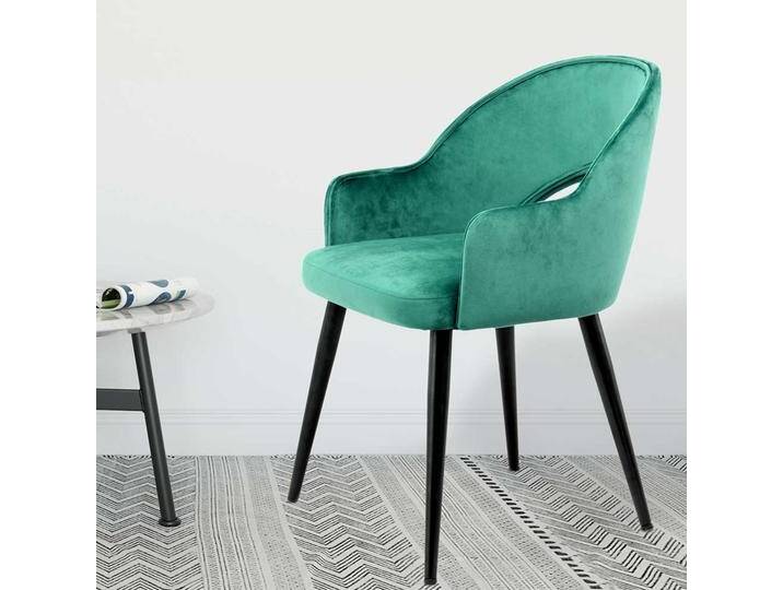 Samt Stühle in Grün Metallgestell in Schwarz (2er Set) von Pharao24.de