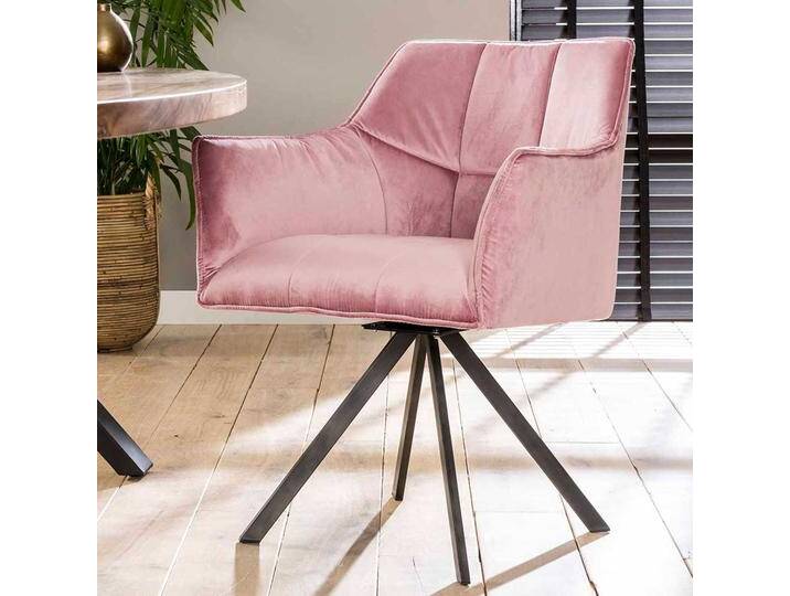 Samt Stühle in Rosa drehbar (2er Set) von Pharao24.de