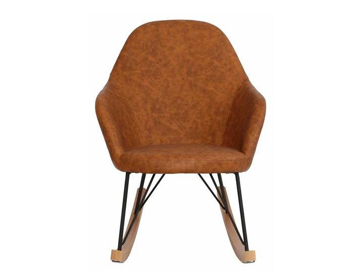 Schaukelsessel in Cognac Braun Kunstleder Skandi Design von Pharao24.de