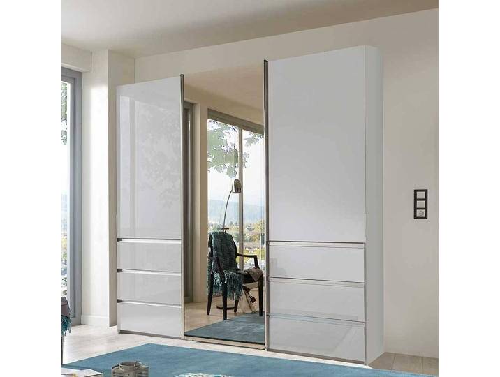 Schiebeschrank mit sechs Schubladen Front glasbeschichtet von Pharao24.de