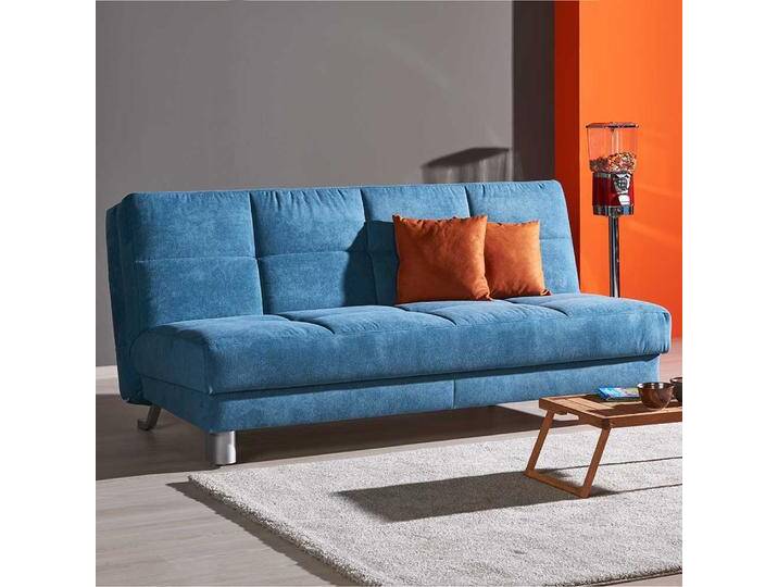 Schlafcouch in Petrol Webstoff klappbar von Pharao24.de