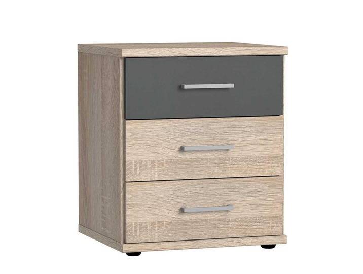 Schlafkommode mit drei Schubladen Eiche Sägerau und Dunkelgrau Schlafkommode mit drei Schubladen Eiche Sägerau und Dunkelgrau von Pharao24.de