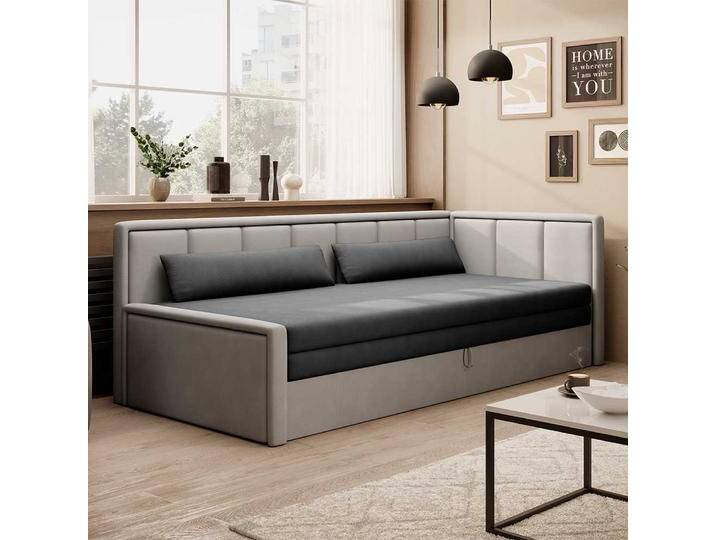Schlafsofa Sofa Bett in Grau mit Bettkasten von Pharao24.de