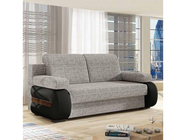 Schlafsofa Zweisitzer Schlafsofa aus Kunstleder und Webstoff von Pharao24.de