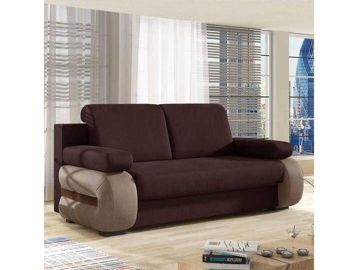 Schlafsofa Zweisitzer Schlafsofa in Hellbraun und Dunkelbraun von Pharao24.de