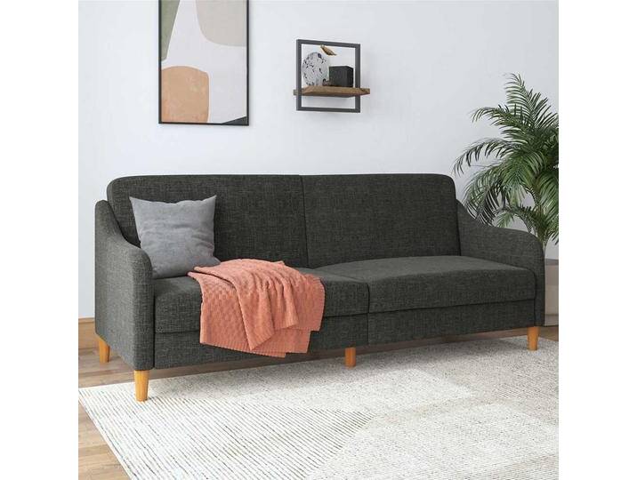 Schlafsofa mit Klappmechanik in Grau Webstoff 42 cm Sitzhöhe von Pharao24.de