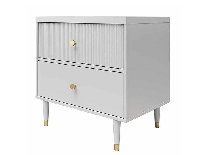Schlafzimmer Kommode hoch in Hellgrau und Goldfarben zwei Schubladen von Pharao24.de