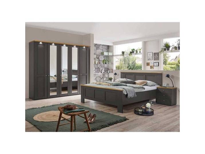 Schlafzimmer Set 4-teilig in Dunkelgrau Eiche Bianco (vierteilig) von Pharao24.de