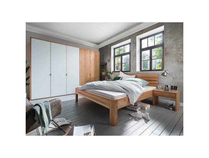 Schlafzimmer Set aus Kernbuche Massivholz mit Weiß modern (vierteilig) von Pharao24.de
