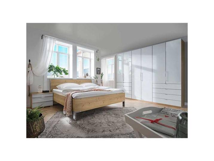 Schlafzimmer in Weiß und Eiche Bianco modern (vierteilig) von Pharao24.de
