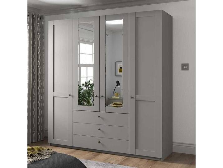 Schlafzimmerkleiderschrank Landhausstil in Hellgrau drei Schubladen von Pharao24.de