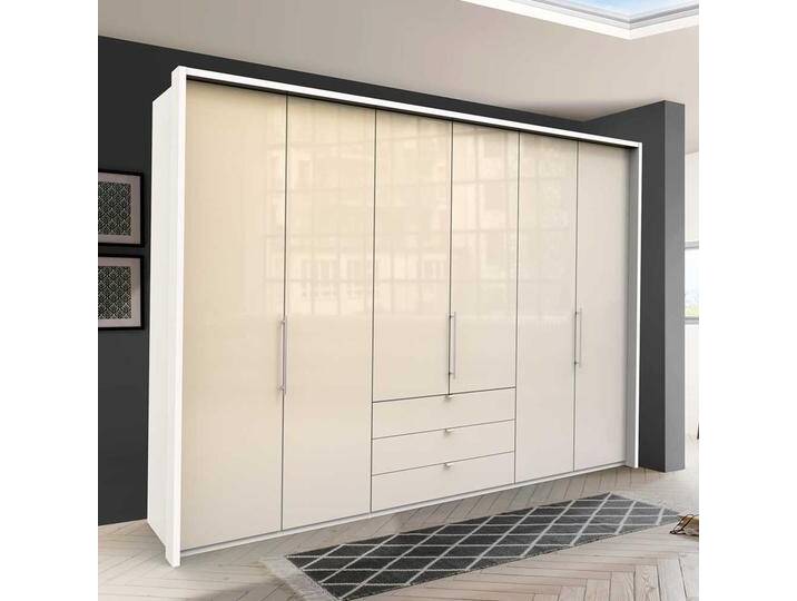 Schlafzimmerkleiderschrank mit 3 Falttüren Cremefarben von Pharao24.de