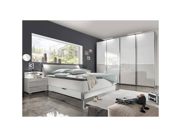 Schlafzimmerkomplettset in Weiß und Hellgrau LED Beleuchtung (vierteilig) von Pharao24.de